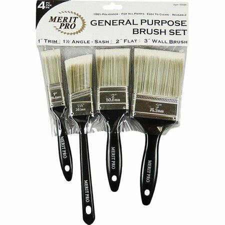 MERIT Pro 4 Piece General Purpose Polyester Brush Set 00684
